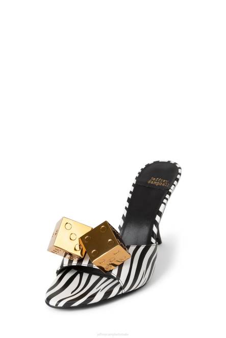 Jeffrey Campbell Dobbelsteen NDHB1460 sandaal met hak zwart wit zebra zilver vrouwen