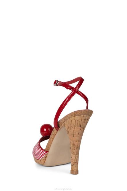 Jeffrey Campbell POM Pom NDHB1446 sandaal met hak rode plaid vrouwen