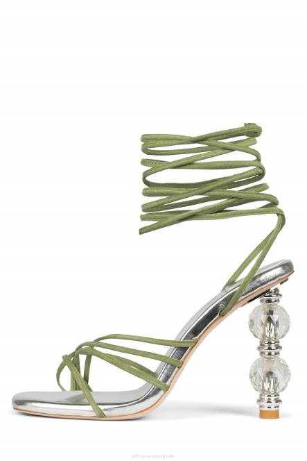 Jeffrey Campbell bijouxx-2 NDHB1615 sandaal met hak groen suède zilver vrouwen