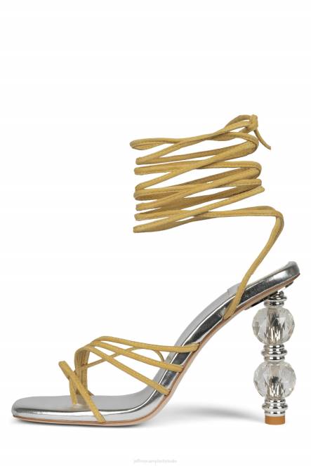 Jeffrey Campbell bijouxx-2 NDHB1616 sandaal met hak geel suède zilver vrouwen