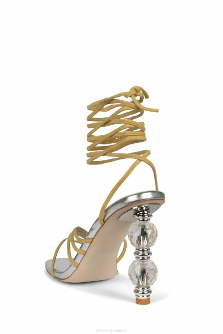 Jeffrey Campbell bijouxx-2 NDHB1616 sandaal met hak geel suède zilver vrouwen