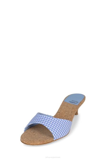 Jeffrey Campbell chartreux NDHB1413 sandaal met hak blauwe geruite kurk vrouwen
