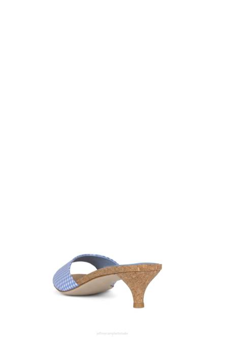 Jeffrey Campbell chartreux NDHB1413 sandaal met hak blauwe geruite kurk vrouwen