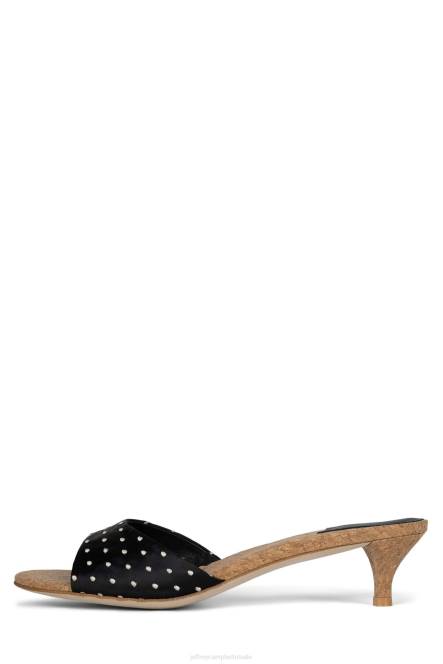 Jeffrey Campbell chartreux NDHB1414 sandaal met hak kurk met zwarte stippen vrouwen