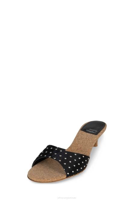 Jeffrey Campbell chartreux NDHB1414 sandaal met hak kurk met zwarte stippen vrouwen