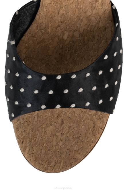 Jeffrey Campbell chartreux NDHB1414 sandaal met hak kurk met zwarte stippen vrouwen