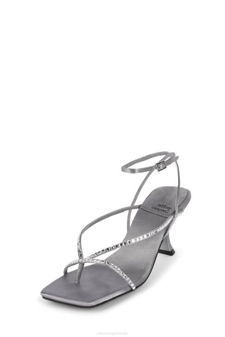 Jeffrey Campbell flux-j NDHB1563 sandaal met hak grijs satijn zilver vrouwen