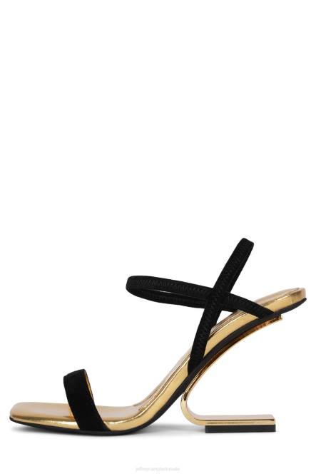 Jeffrey Campbell geometrisch NDHB1529 sandaal met hak zwart suède goud vrouwen