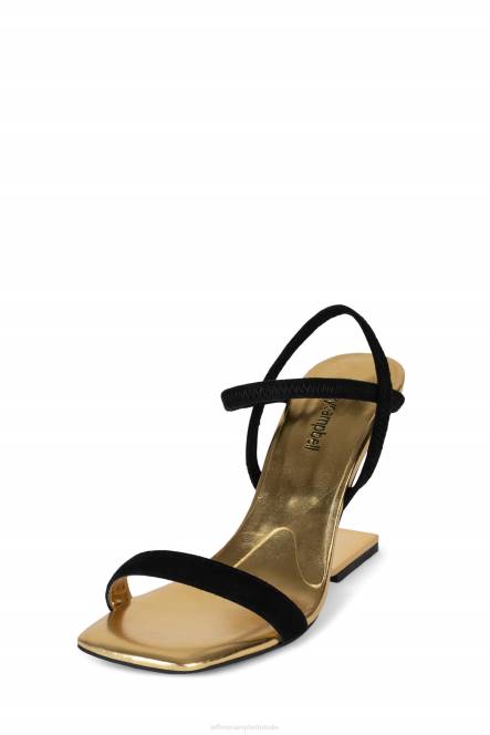Jeffrey Campbell geometrisch NDHB1529 sandaal met hak zwart suède goud vrouwen
