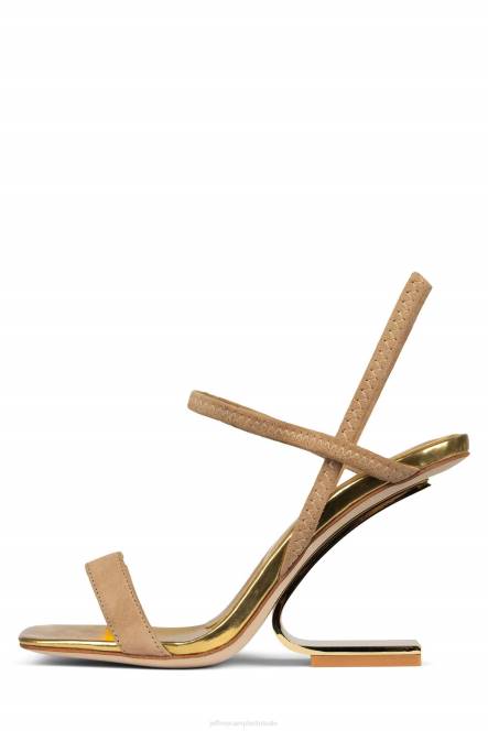 Jeffrey Campbell geometrisch NDHB1546 sandaal met hak donker natuurlijk suède goud vrouwen