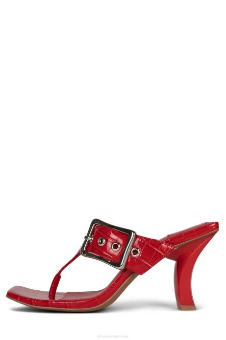 Jeffrey Campbell gesp-down NDHB1462 sandaal met hak rood croco zilver vrouwen