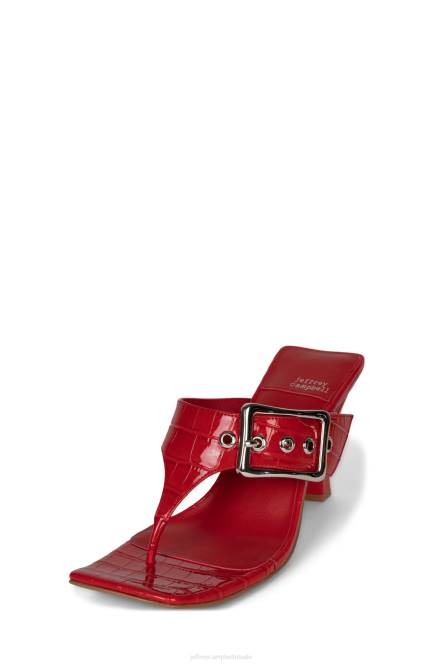 Jeffrey Campbell gesp-down NDHB1462 sandaal met hak rood croco zilver vrouwen