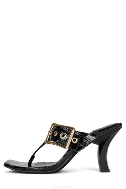 Jeffrey Campbell gesp-down NDHB1463 sandaal met hak zwart croco goud vrouwen