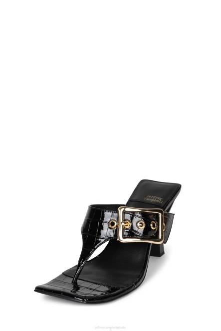 Jeffrey Campbell gesp-down NDHB1463 sandaal met hak zwart croco goud vrouwen