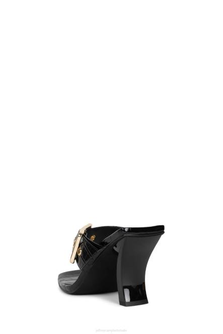 Jeffrey Campbell gesp-down NDHB1463 sandaal met hak zwart croco goud vrouwen