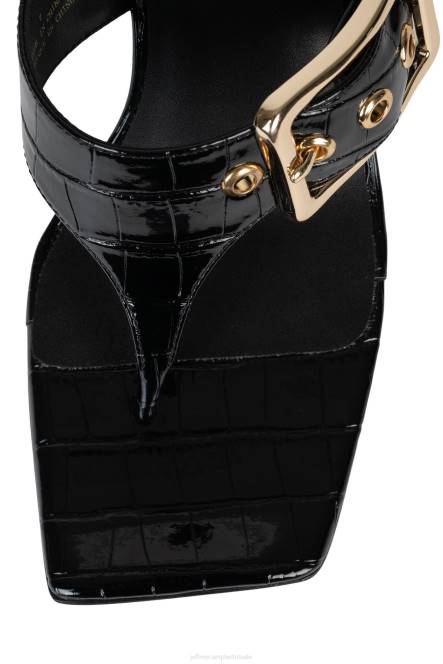 Jeffrey Campbell gesp-down NDHB1463 sandaal met hak zwart croco goud vrouwen