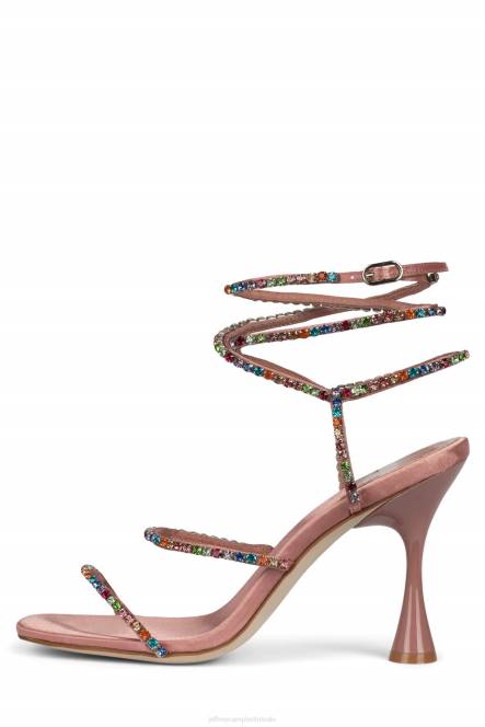 Jeffrey Campbell glamoureus NDHB1530 sandaal met hak roze satijn helder multi-juweel vrouwen