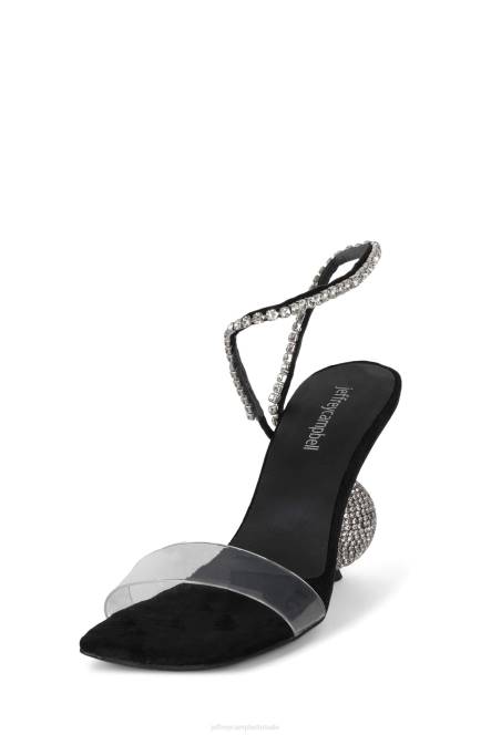 Jeffrey Campbell het gedoe NDHB1548 sandaal met hak zwart suède zilver vrouwen