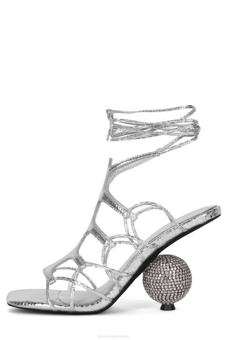 Jeffrey Campbell le-freak NDHB231 sandaal met hak zilveren metalen slang vrouwen