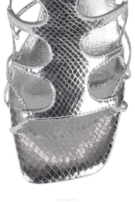 Jeffrey Campbell le-freak NDHB231 sandaal met hak zilveren metalen slang vrouwen
