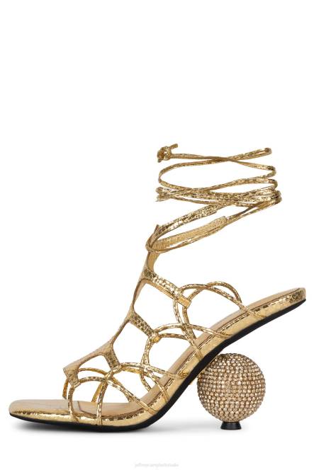Jeffrey Campbell le-freak NDHB232 sandaal met hak gouden metalen slang vrouwen