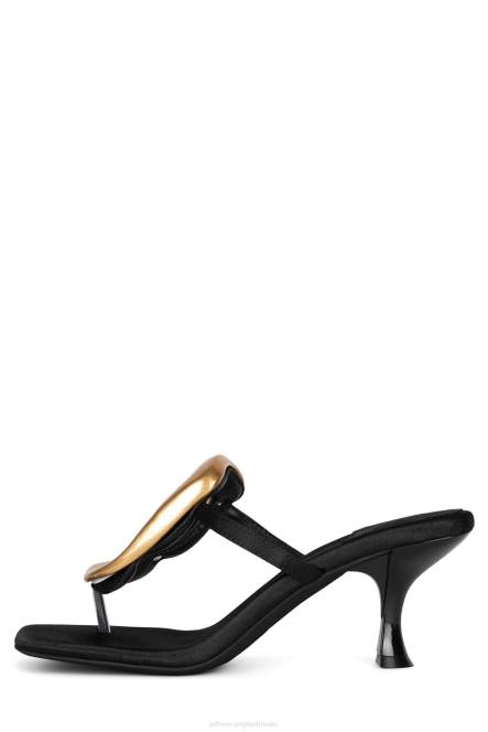 Jeffrey Campbell linq-up NDHB1495 sandaal met hak zwart satijn goud vrouwen