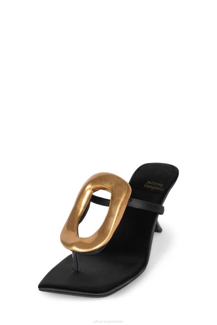 Jeffrey Campbell linq-up NDHB1495 sandaal met hak zwart satijn goud vrouwen