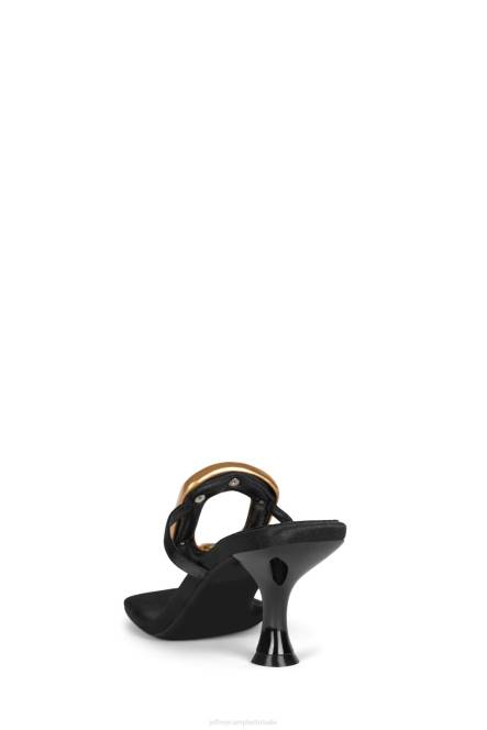Jeffrey Campbell linq-up NDHB1495 sandaal met hak zwart satijn goud vrouwen