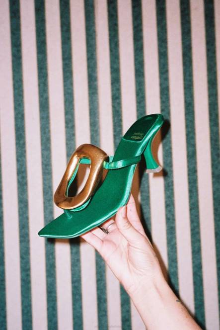 Jeffrey Campbell linq-up NDHB1496 sandaal met hak groen satijn goud vrouwen