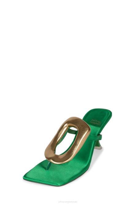 Jeffrey Campbell linq-up NDHB1496 sandaal met hak groen satijn goud vrouwen