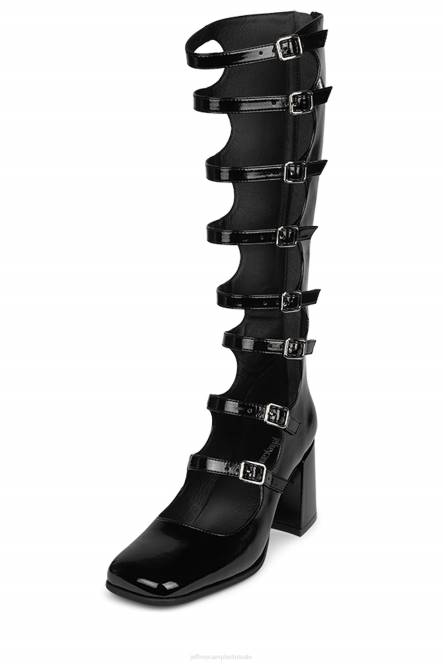 Jeffrey Campbell meneer NDHB234 sandaal met hak zwart gekreukt patent vrouwen
