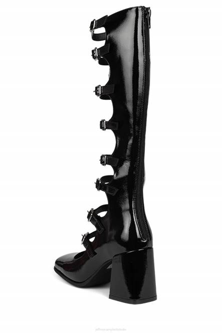 Jeffrey Campbell meneer NDHB234 sandaal met hak zwart gekreukt patent vrouwen