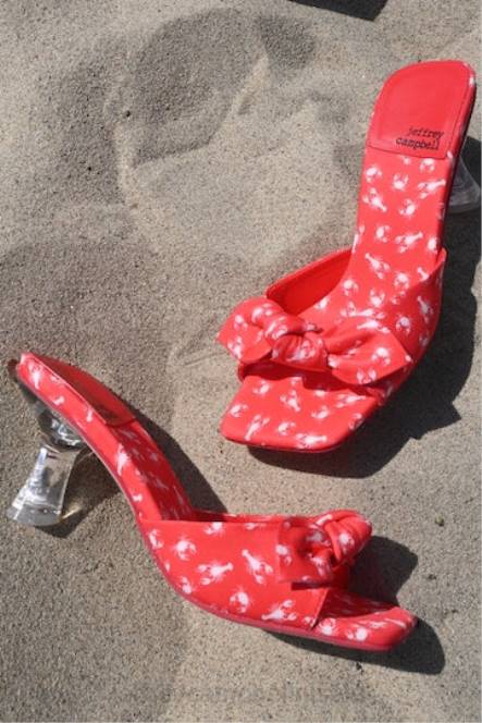 Jeffrey Campbell meneer boog NDHB1636 sandaal met hak rode kreeftenkrab print vrouwen