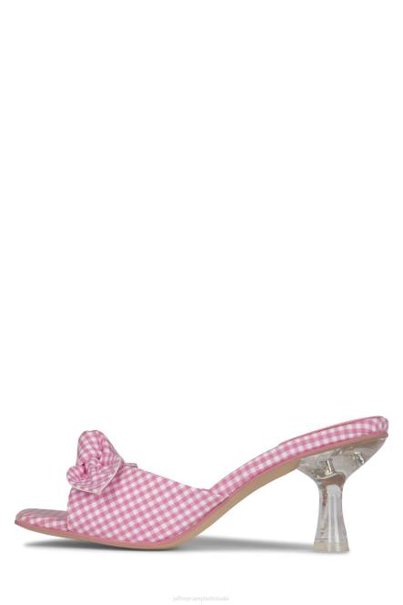 Jeffrey Campbell meneer boog NDHB1637 sandaal met hak roze geruit duidelijk vrouwen