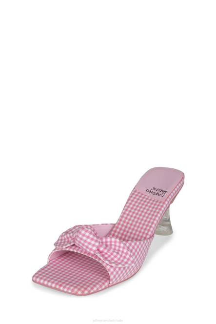 Jeffrey Campbell meneer boog NDHB1637 sandaal met hak roze geruit duidelijk vrouwen