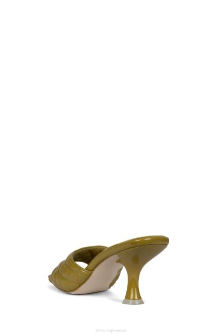 Jeffrey Campbell meneer-grote-q NDHB1640 sandaal met hak stoffig groen gekreukt patent vrouwen