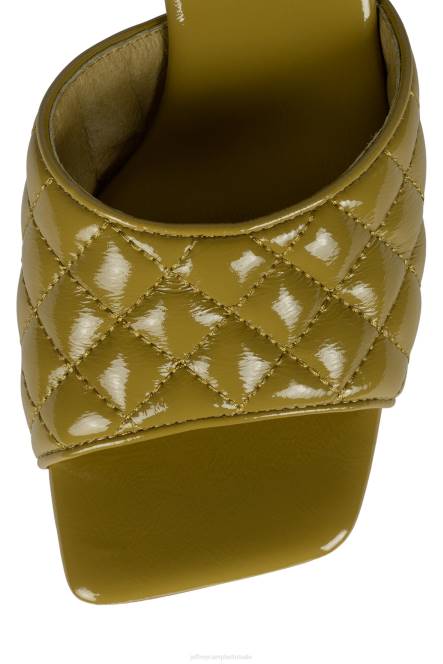 Jeffrey Campbell meneer-grote-q NDHB1640 sandaal met hak stoffig groen gekreukt patent vrouwen