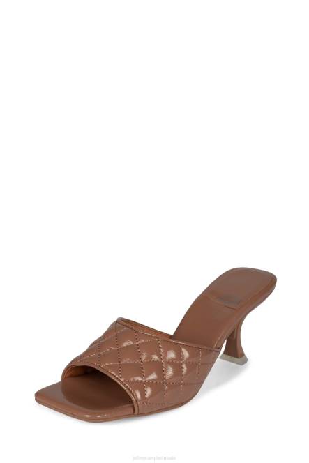 Jeffrey Campbell meneer-grote-q NDHB1642 sandaal met hak bruin gekreukt patent vrouwen