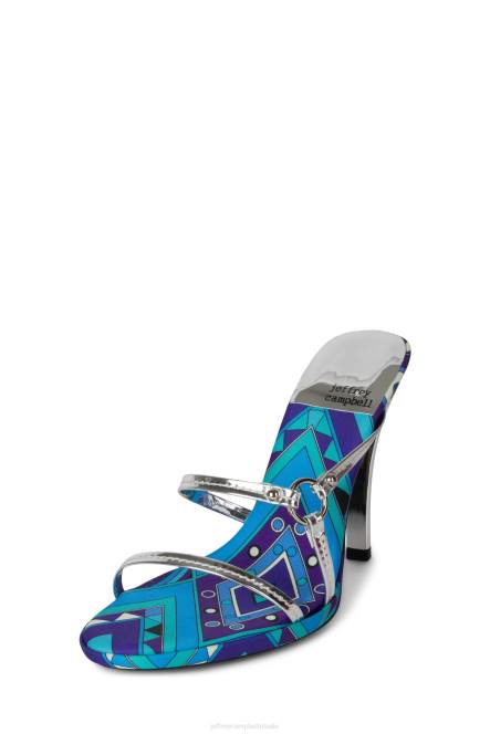 Jeffrey Campbell nieuwsgierigheid NDHB1433 sandaal met hak blauw multi zilver vrouwen