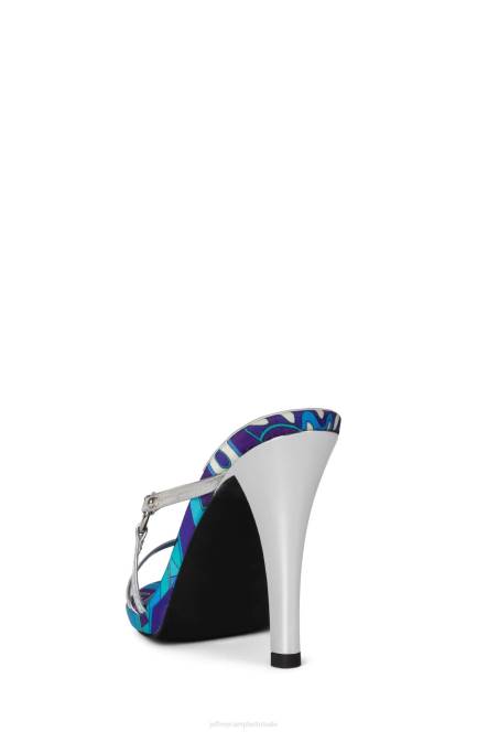 Jeffrey Campbell nieuwsgierigheid NDHB1433 sandaal met hak blauw multi zilver vrouwen
