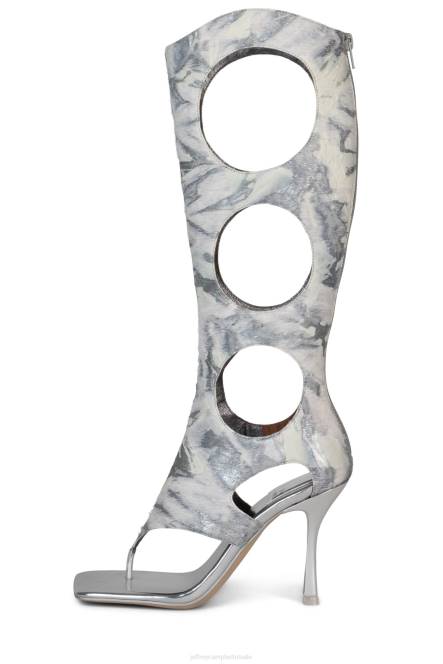 Jeffrey Campbell onthuld-f NDHB1456 sandaal met hak grijs wit combi vrouwen