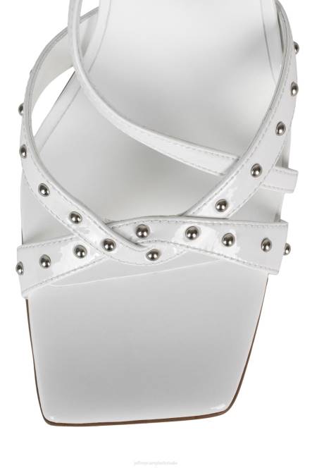 Jeffrey Campbell punkd NDHB1486 sandaal met hak wit gekreukt patent vrouwen
