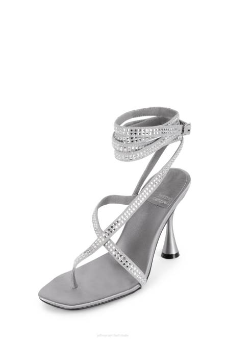 Jeffrey Campbell rijkdom NDHB1643 sandaal met hak grijs satijn zilver vrouwen