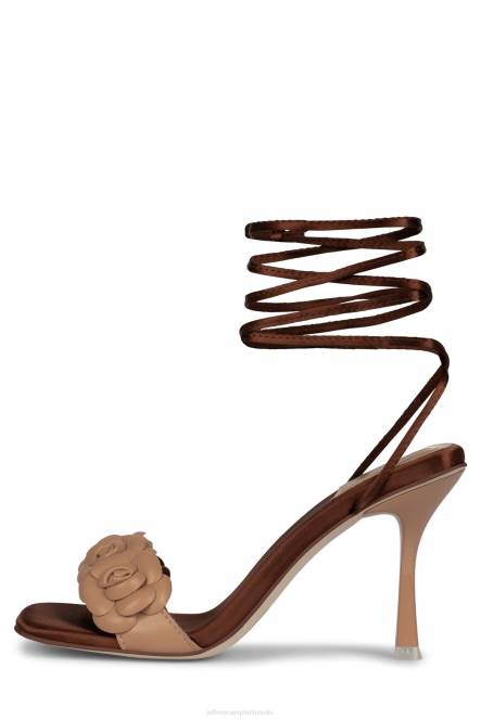 Jeffrey Campbell rozi NDHB1638 sandaal met hak donker natuurlijk bruin satijn vrouwen