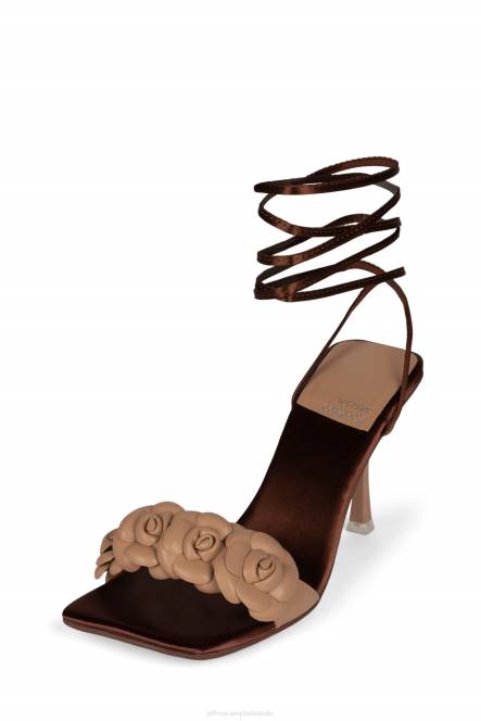 Jeffrey Campbell rozi NDHB1638 sandaal met hak donker natuurlijk bruin satijn vrouwen