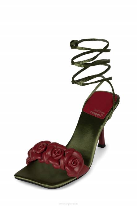 Jeffrey Campbell rozi NDHB1639 sandaal met hak rood olijf satijn vrouwen