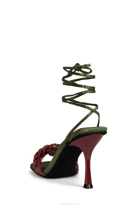 Jeffrey Campbell rozi NDHB1639 sandaal met hak rood olijf satijn vrouwen