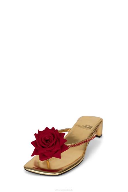 Jeffrey Campbell sleutelbloem NDHB1421 sandaal met hak goud metallic rood vrouwen