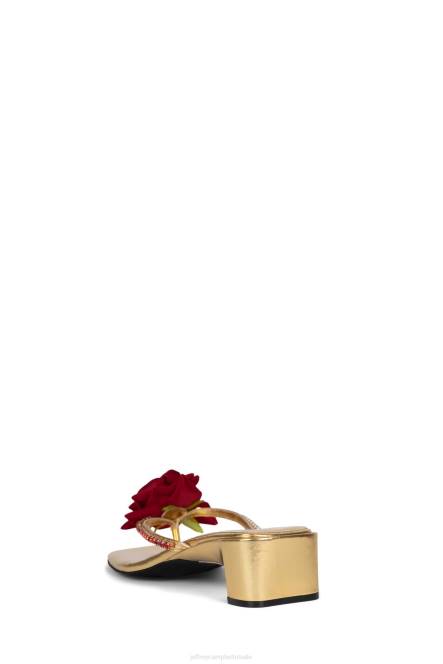 Jeffrey Campbell sleutelbloem NDHB1421 sandaal met hak goud metallic rood vrouwen