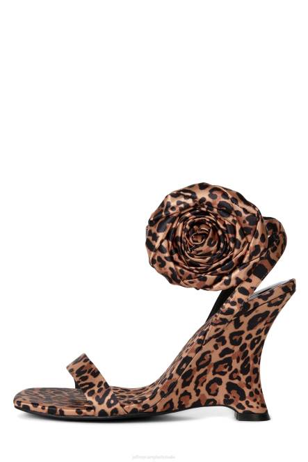Jeffrey Campbell wilde bloem NDHB1428 sandaal met hak bruin cheetah satijn vrouwen
